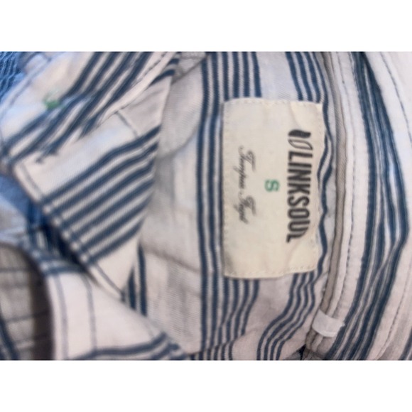 Linksoul Mens Golf Polo Shirt Striped Aqua White‎ Sz S - Picture 4 of 4